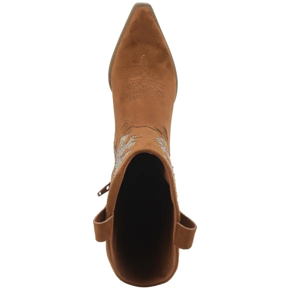 Wild Pair Women's Size 6.5 Brown Suede Cowboy Boots w/ Gold Crystals NIB - Picture 4 of 13